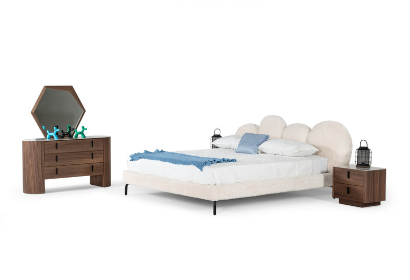 Modrest Destiny - Contemporary White Sherpa Bubble Bed