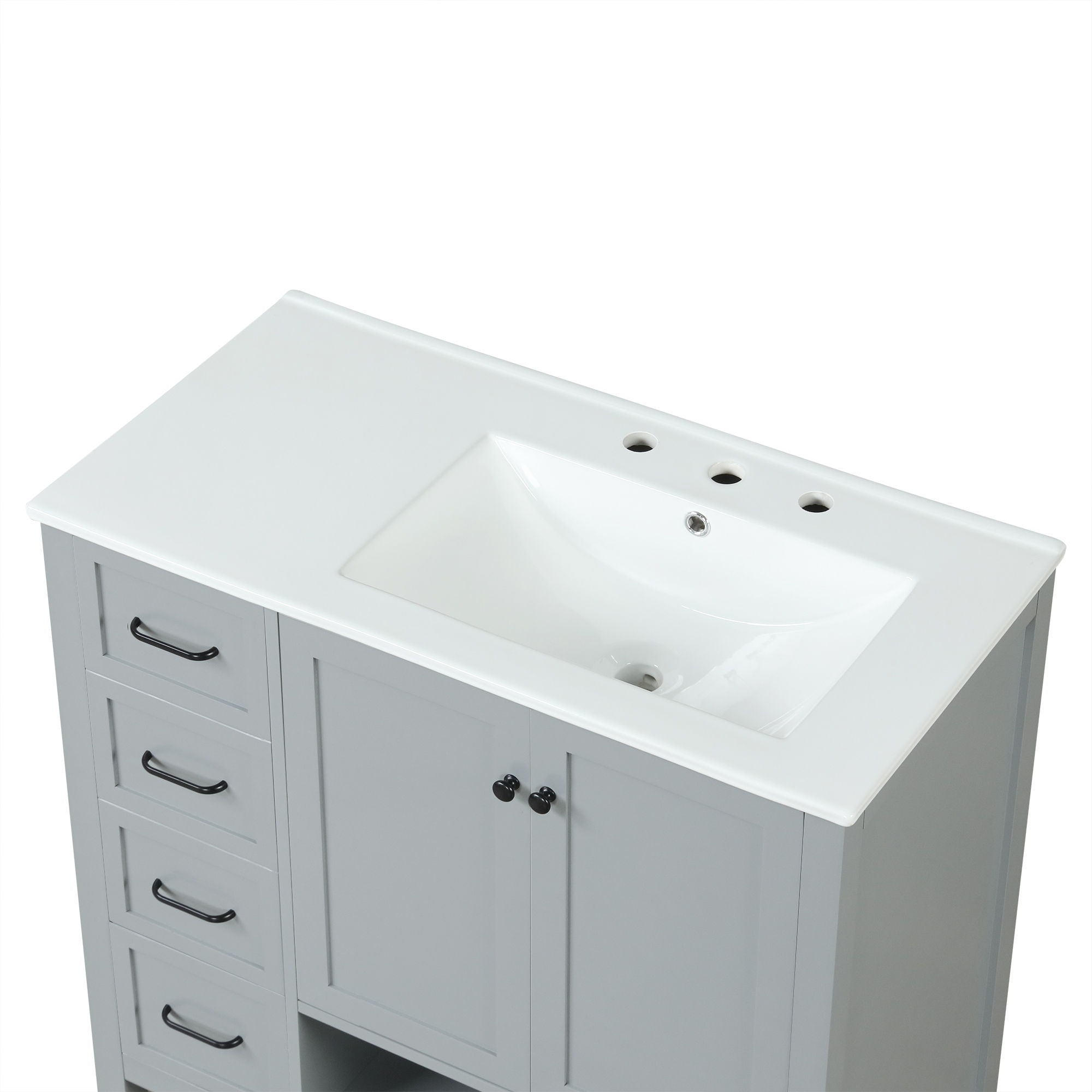 Bathroom Vanity With Sink Top, Bathroom Vanity Cabinet With 2 Doors And 2 Drawers, Open Shelf