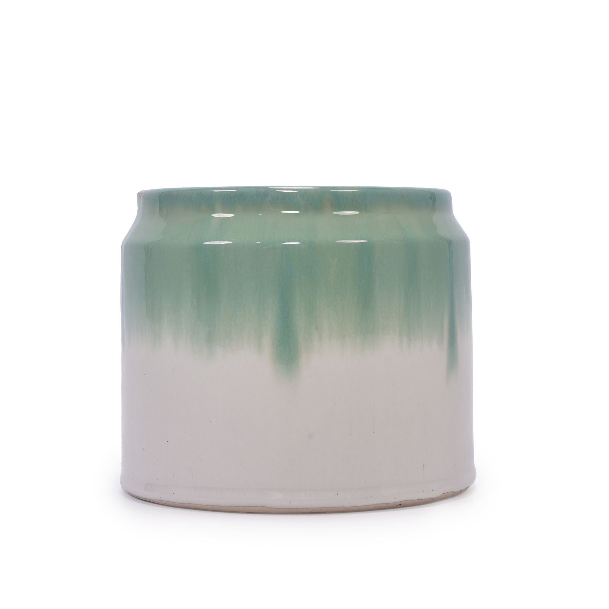 Gradient Flowerpot (Set of 2), Planter For Patio, Garden, Windowsill - White / Green