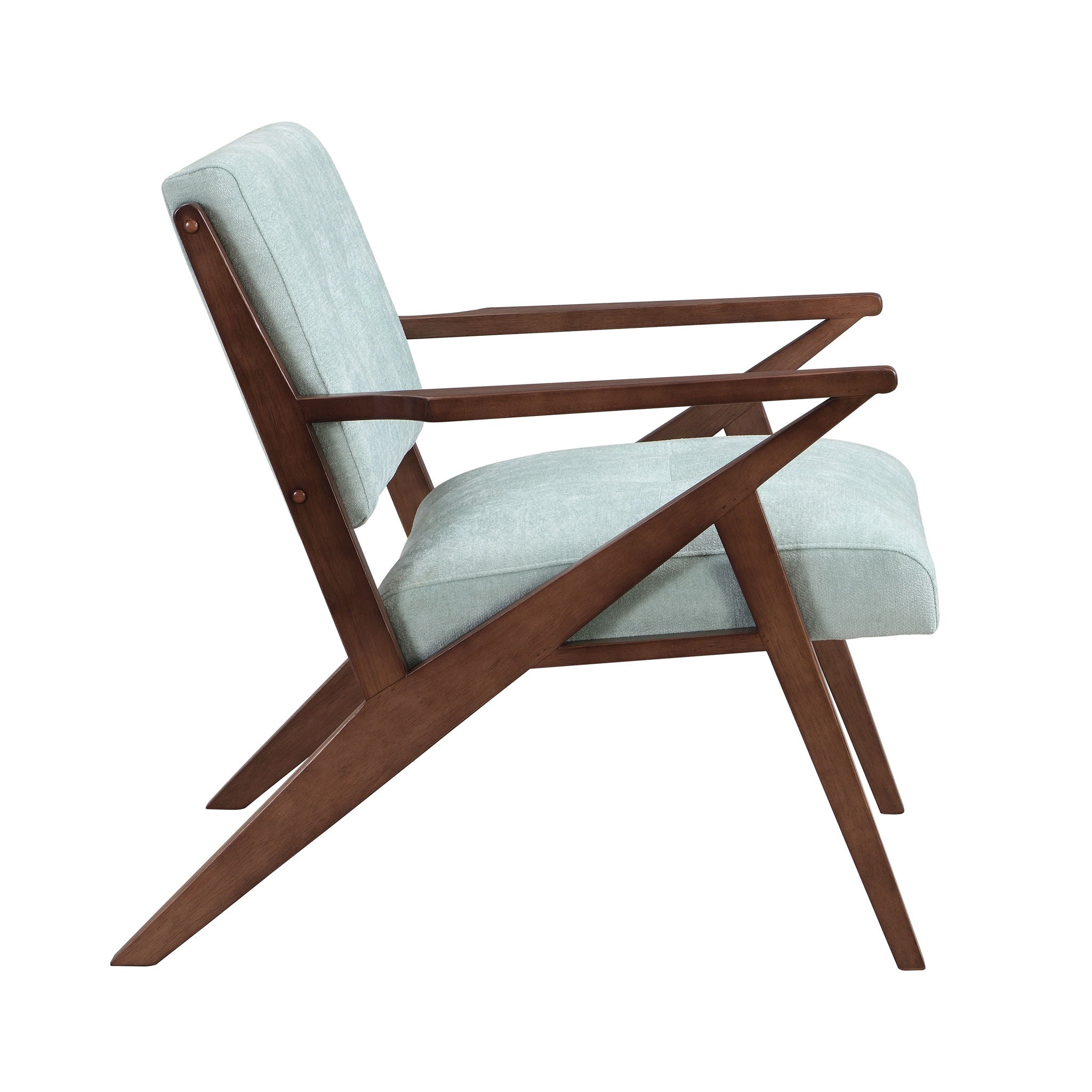 Modern Accent Chair With Plush Cushions, Angled Arm Design - Green