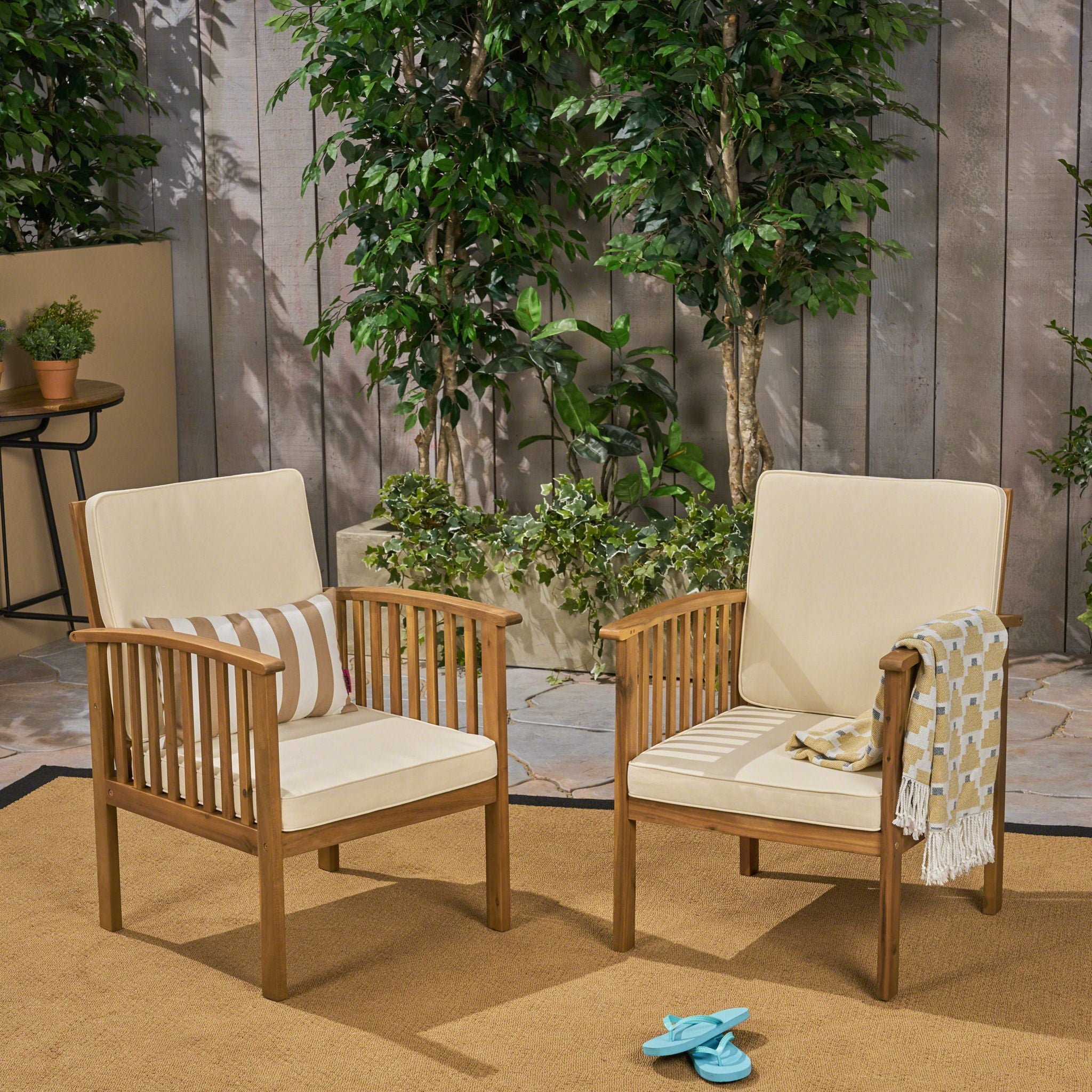 Casa - Acacia Club Chair Coastal Classic Outdoor Seating, Waterproof Fabric