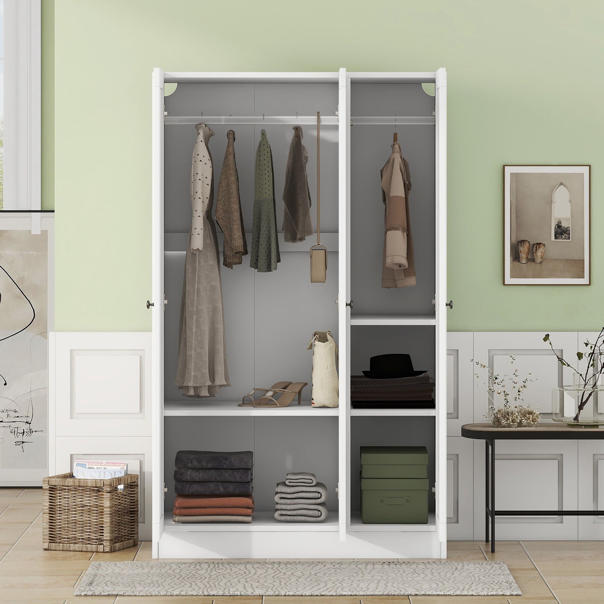3 Door Shutter Wardrobe With Shelves