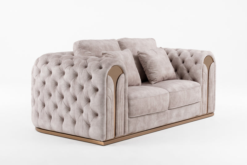 Divani Casa Dosie - Transitional Beige Velvet Loveseat