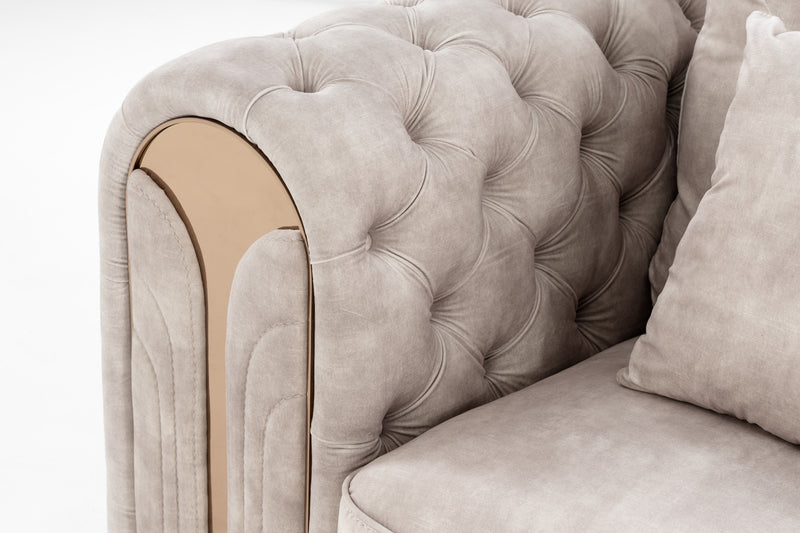 Divani Casa Dosie - Transitional Beige Velvet Loveseat