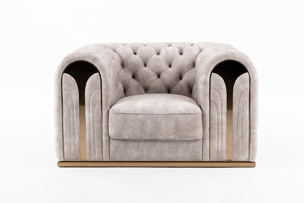 Divani Casa Dosie - Transitional Beige Velvet Chair