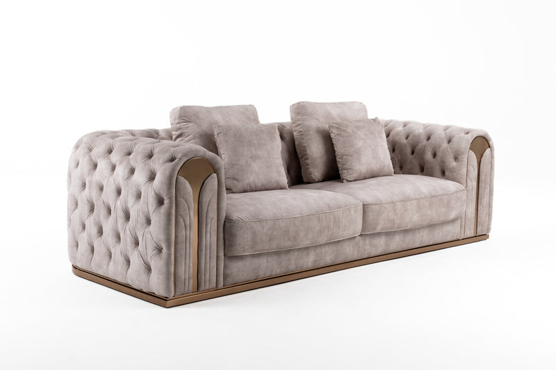 Divani Casa Dosie - Transitional Beige Velvet Sofa