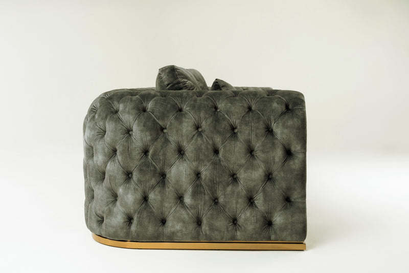 Divani Casa Dosie - Transitional Grey Velvet Sofa