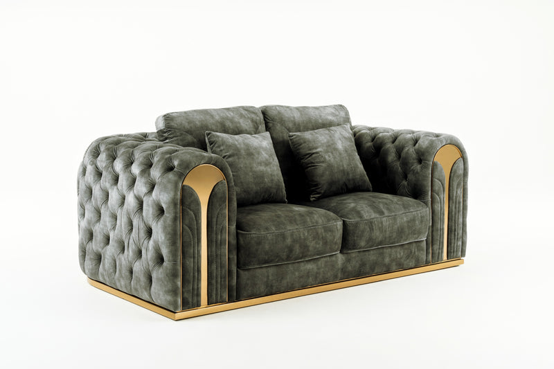 Divani Casa Dosie - Transitional Grey Velvet Loveseat