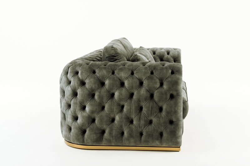 Divani Casa Dosie - Transitional Grey Velvet Loveseat