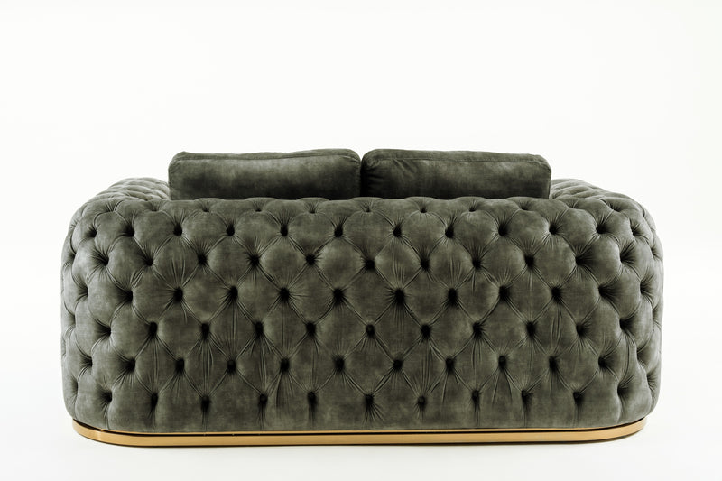 Divani Casa Dosie - Transitional Grey Velvet Loveseat