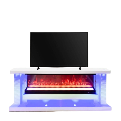 A87 TV STAND W/FIREPLACE 71" (WHITE)