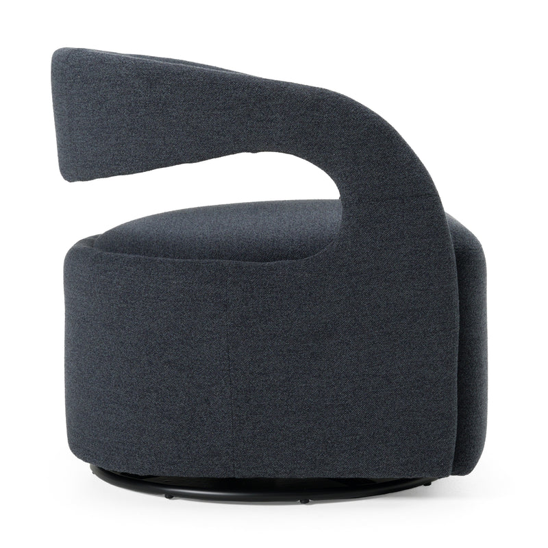 Modrest Dowsett - Modern Charcoal Fabric Swivel Accent Chair