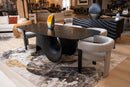 Modrest Neptune - Modern Grey Wave Glass + Black Dining Table