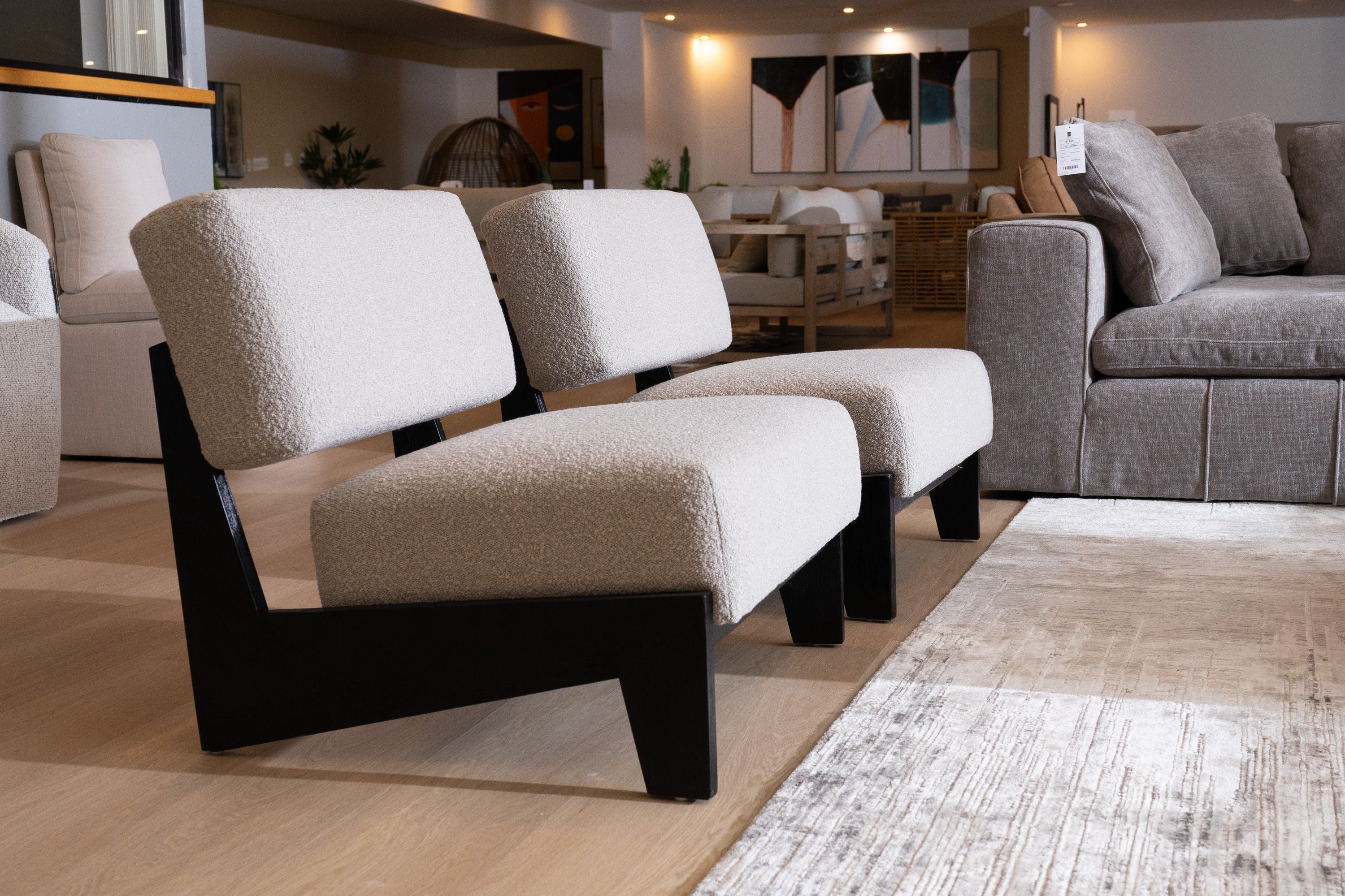 Modrest Tucker - Mid-Century Modern Light Grey Fabric + Black Walnut Accent Chair