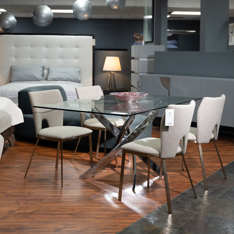 Modrest Pyrite Modern Rectangular Glass Dining Table