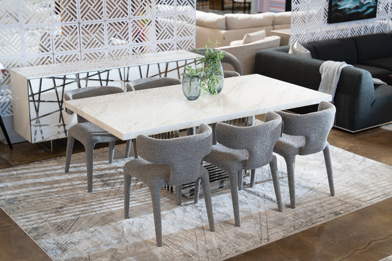 Modrest Kingsley Modern Marble & Stainless Steel Dining Table