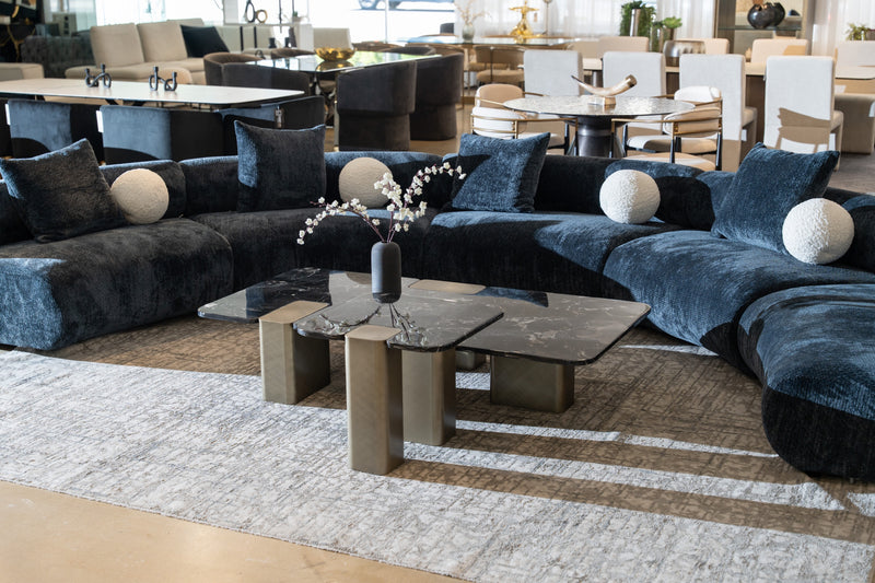 Modrest Quest - Modern Black Rose Marble + Antique Brass Coffee Table
