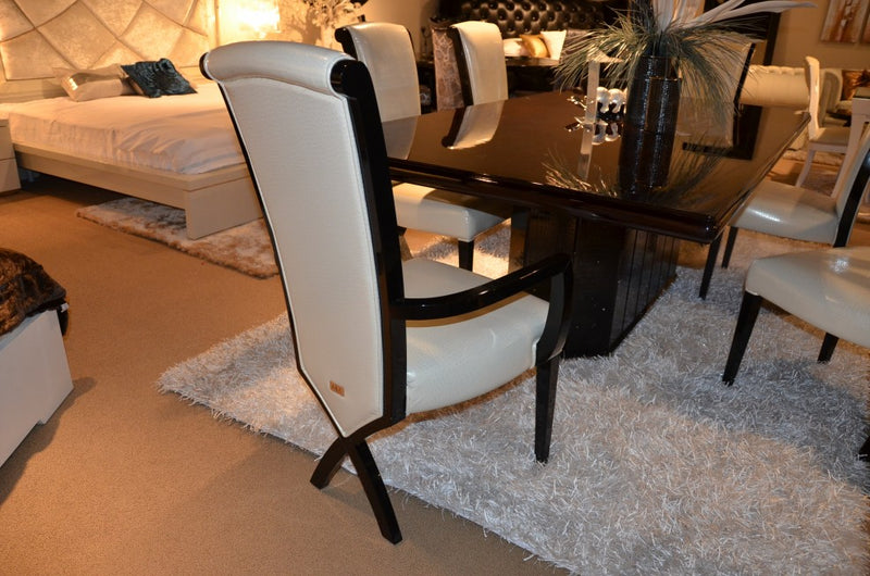 Supreme Luxury Ebony Veneer and Black Crocodile Dining Table