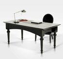 A&X Ambassador Transitional Black Crocodile Lacquer Office Desk