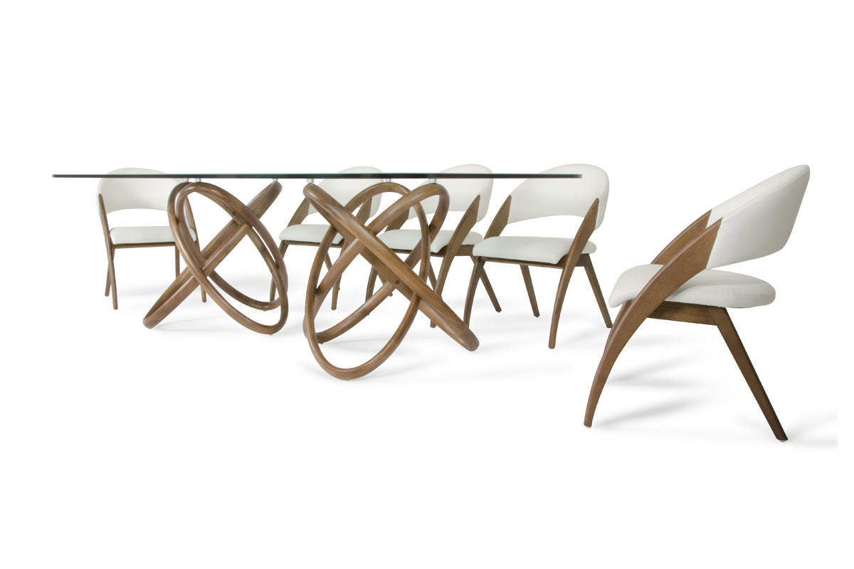 Modrest Mason Modern Glass & Walnut Dining Table