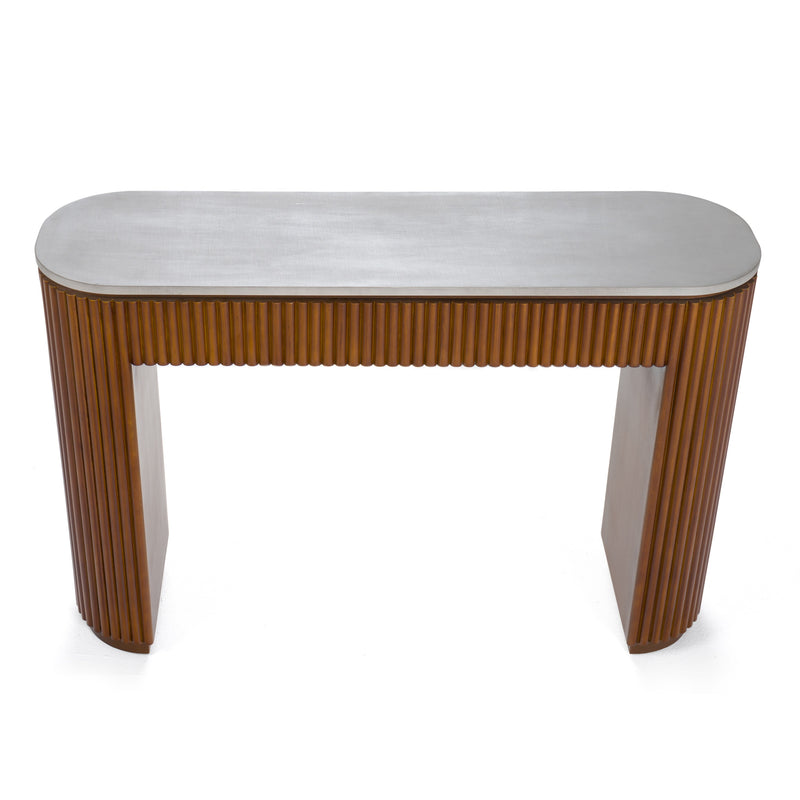 Modrest Duncan - Modern Faux Concrete + Walnut Console Table