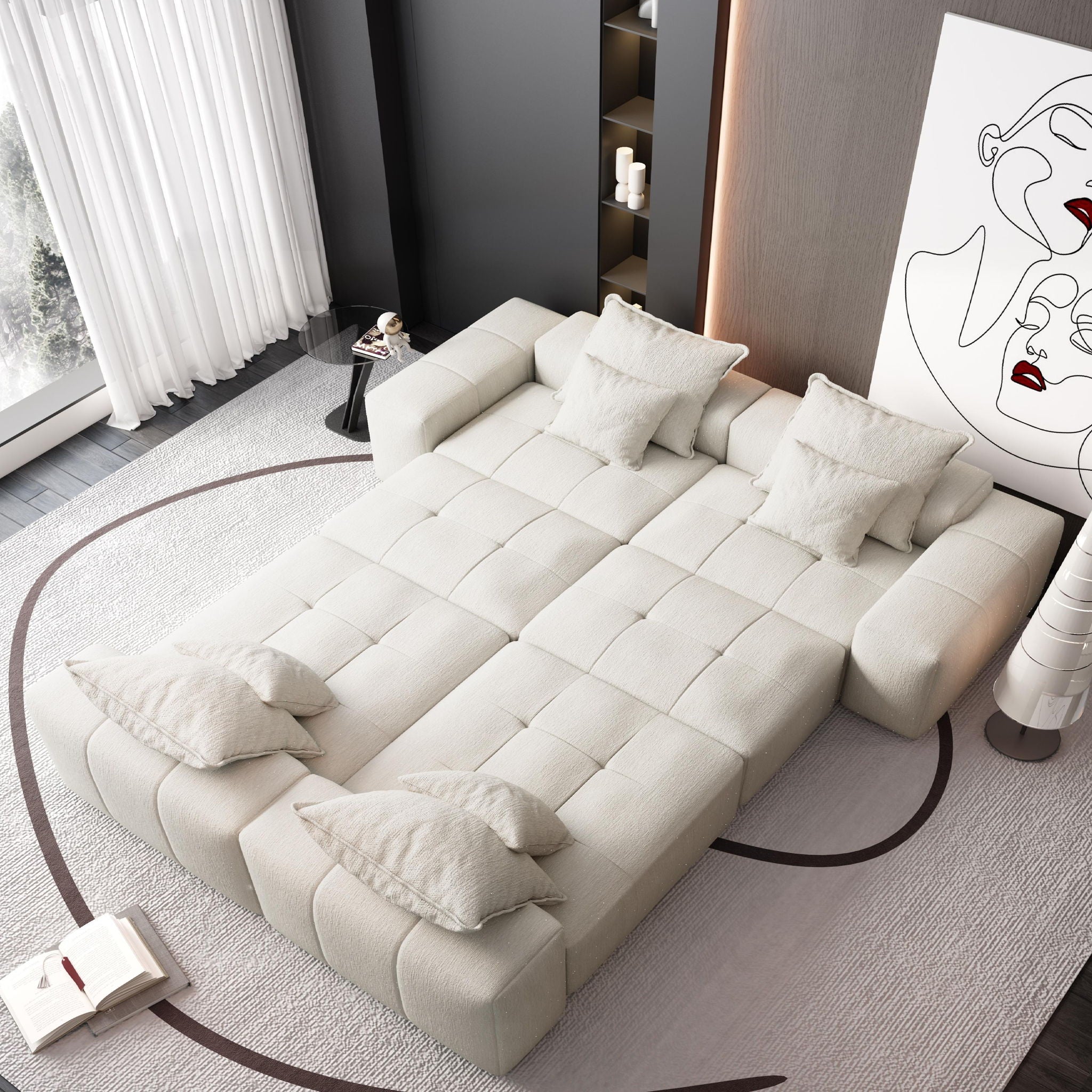 Modern Oversized Diy Combination Modular Sectional Sofa With Pillows