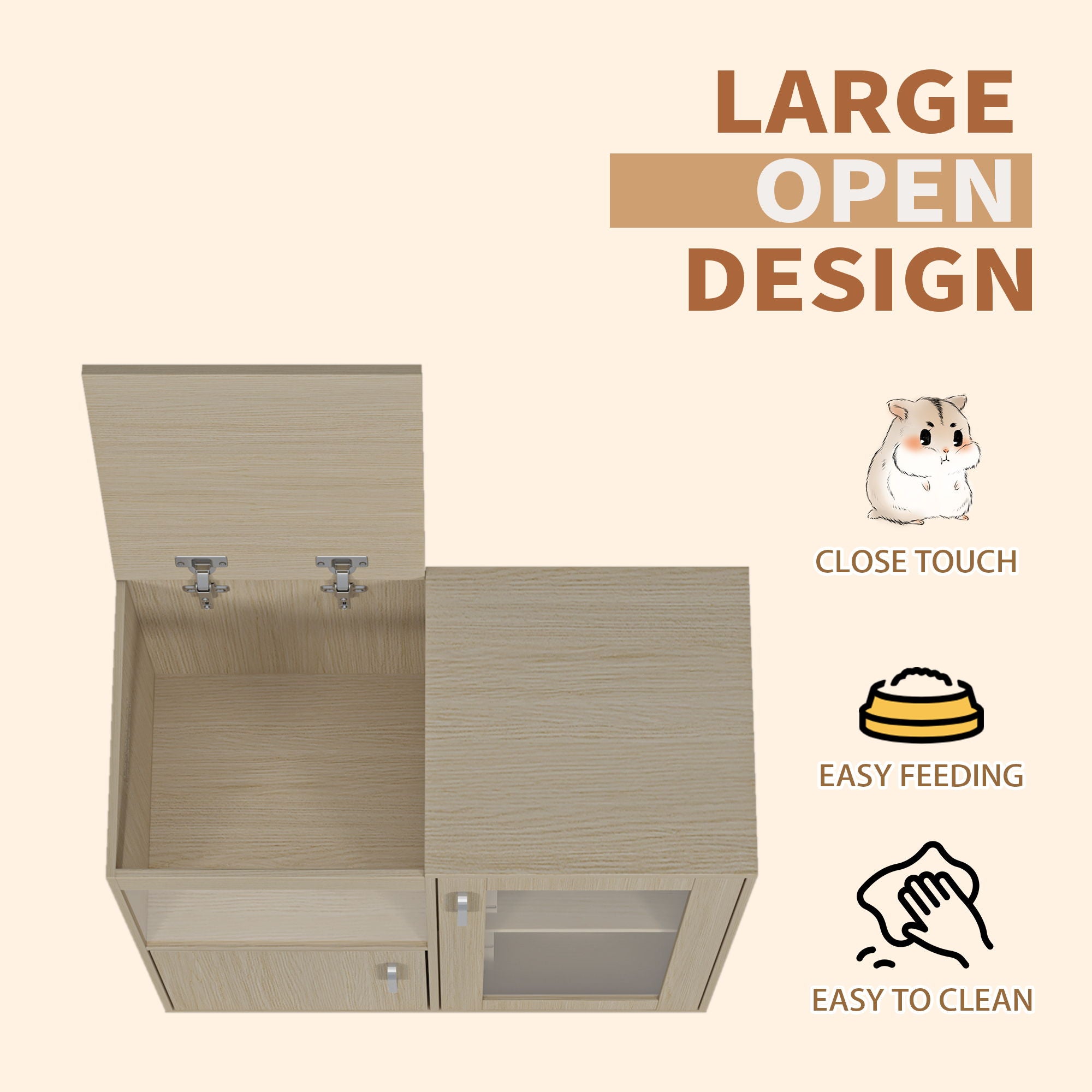 4 Tier Hamster Cage With Acrylic Windows And Storage Cabinet