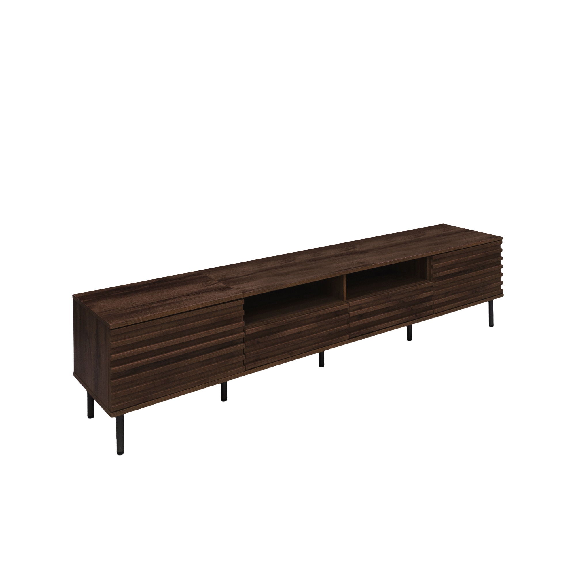 TV Stand For TVs Up To 85" With Closed Storage, Soft Closing Hinges - Walnut