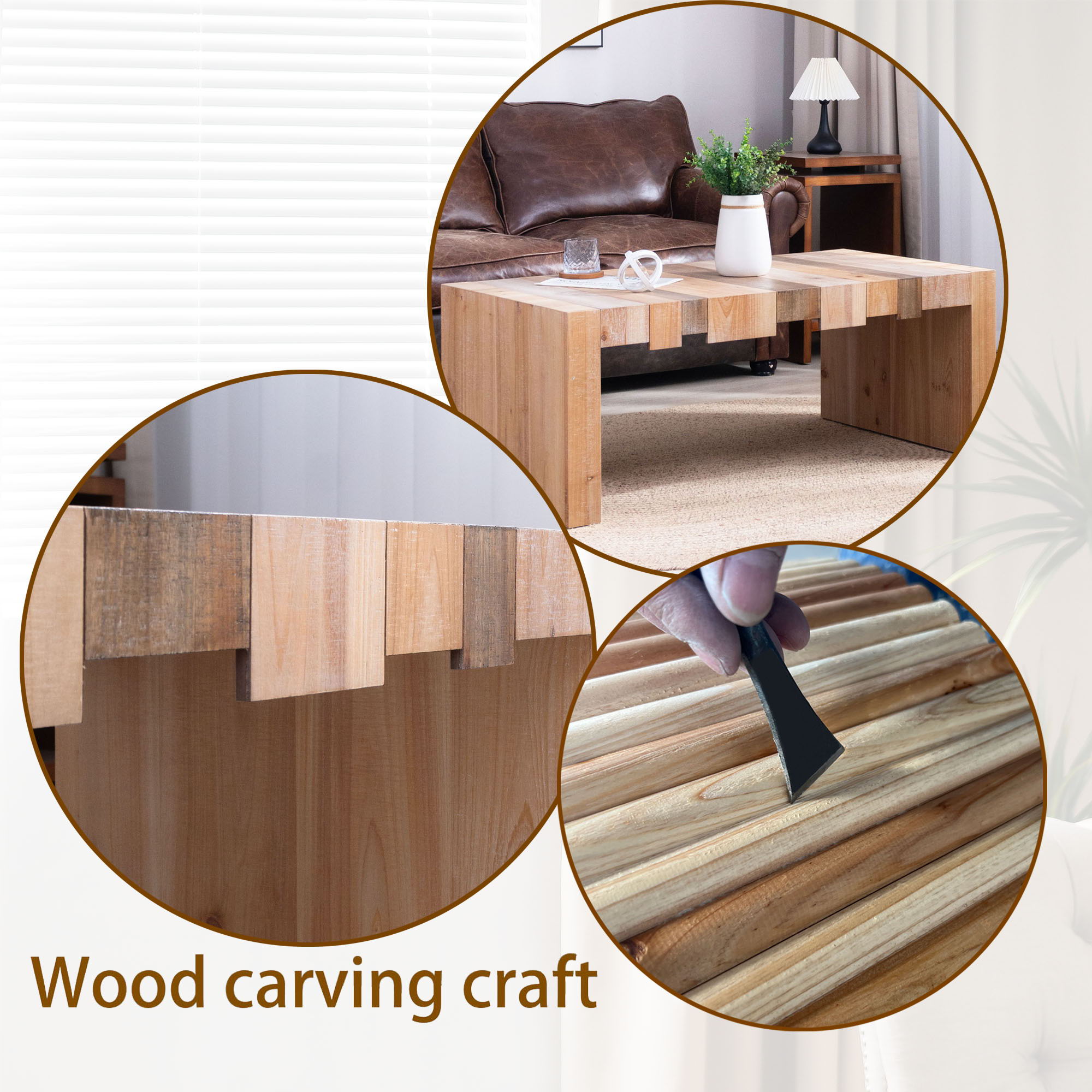 Modern Rustic Table With Sculpted Block Design