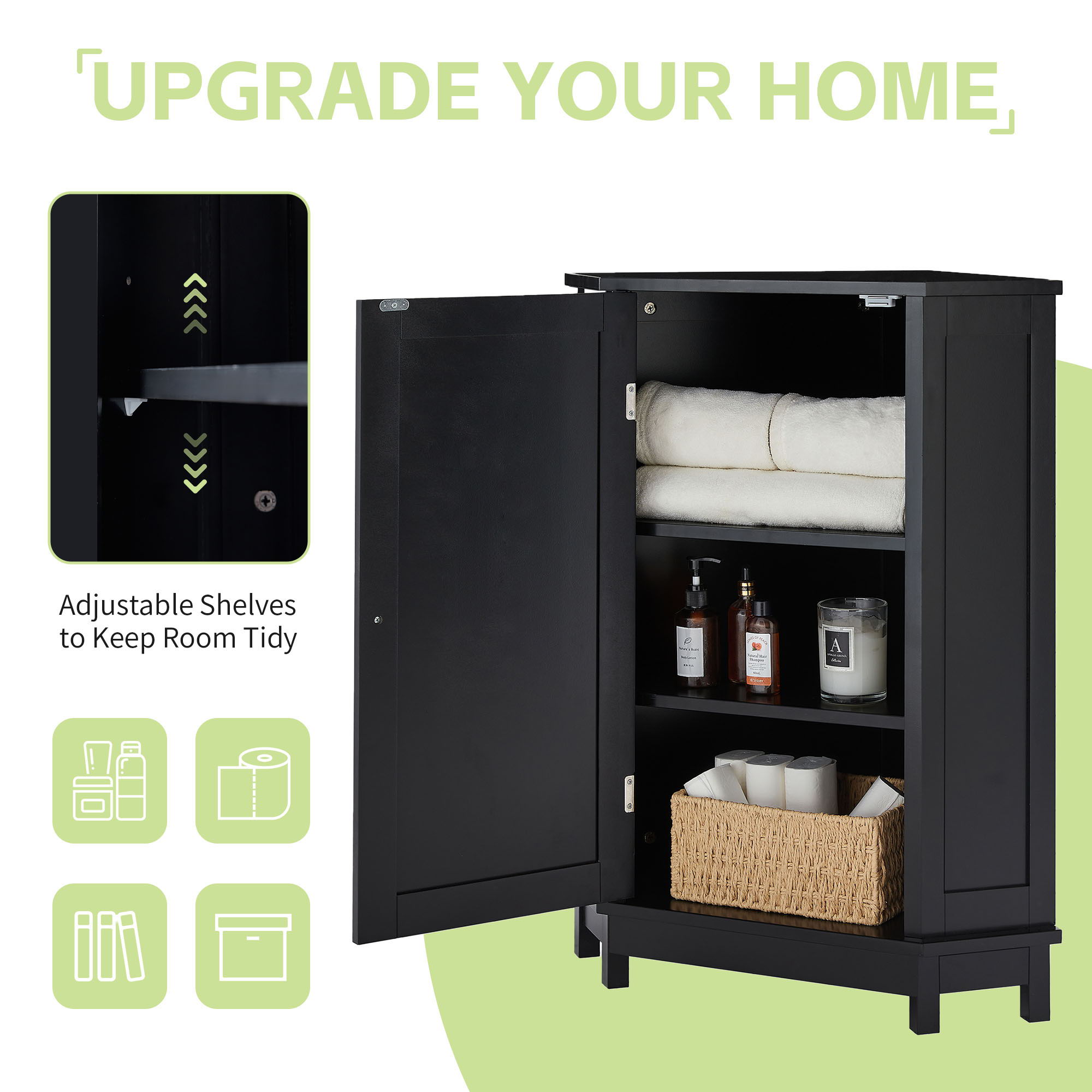 Bathroom Cabinet Triangle Corner Storage Cabinet With Adjustable Shelf Modern Style