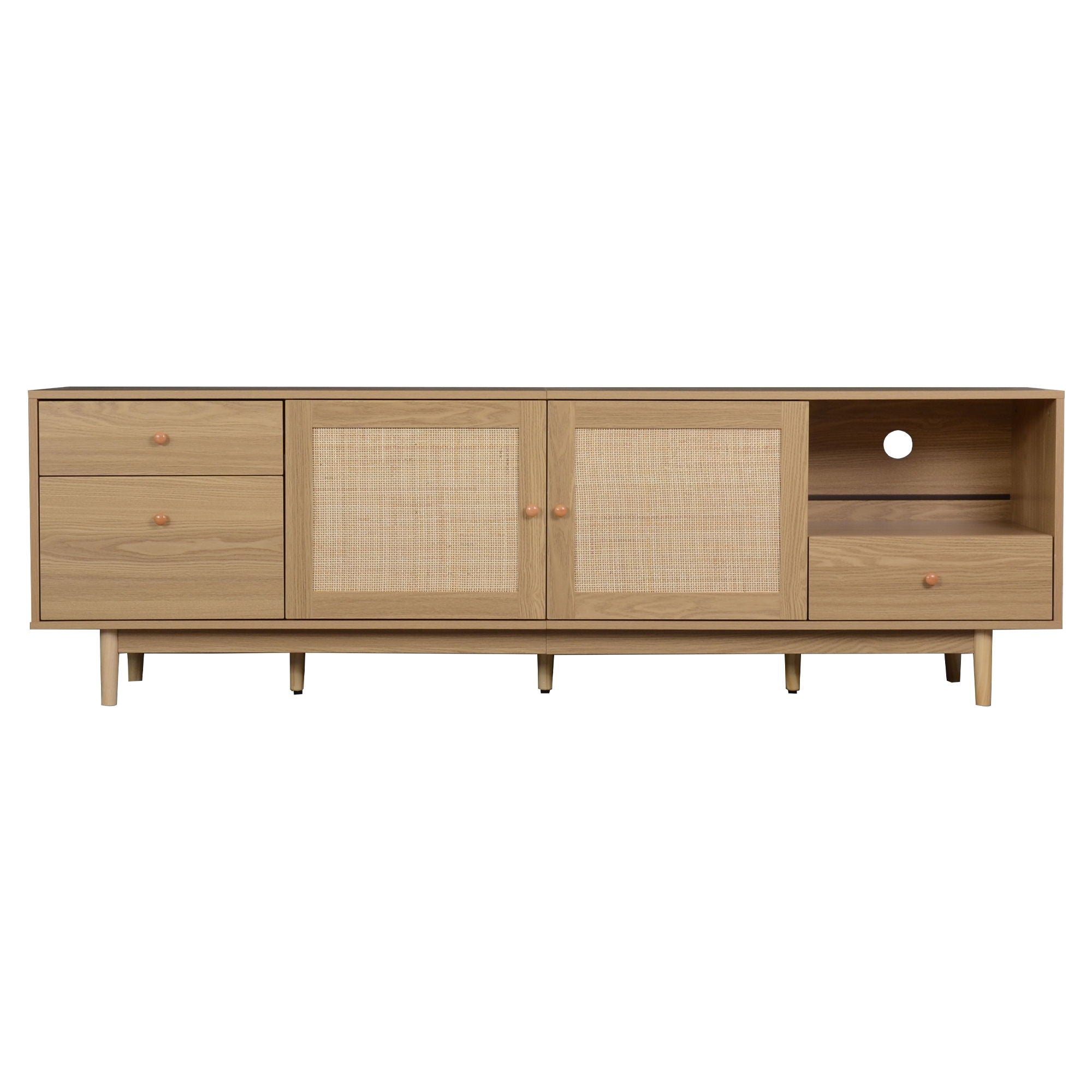 TV Stand With Doors - Natural