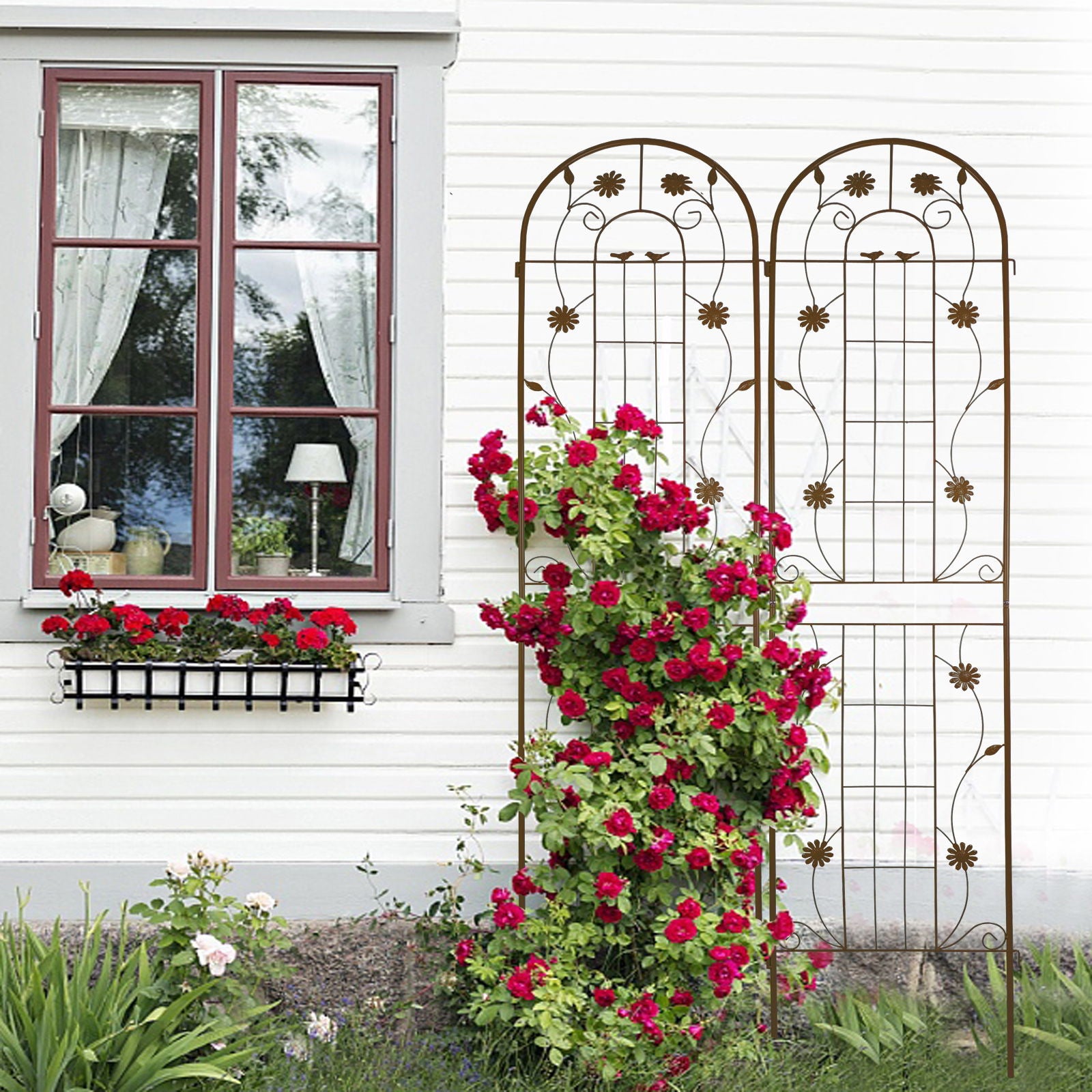 Metal Garden Trellis Rustproof Trellis For Climbing Plant Outdoor Flower Support