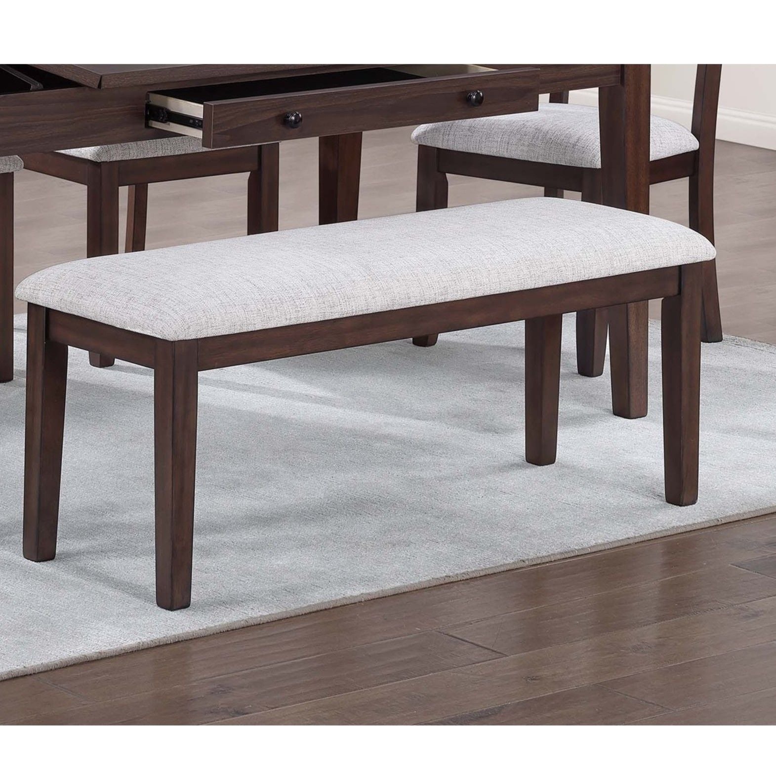 6 Piece Dining Set Table With Storage Ladder Back Chairs And Bench - Walnut
