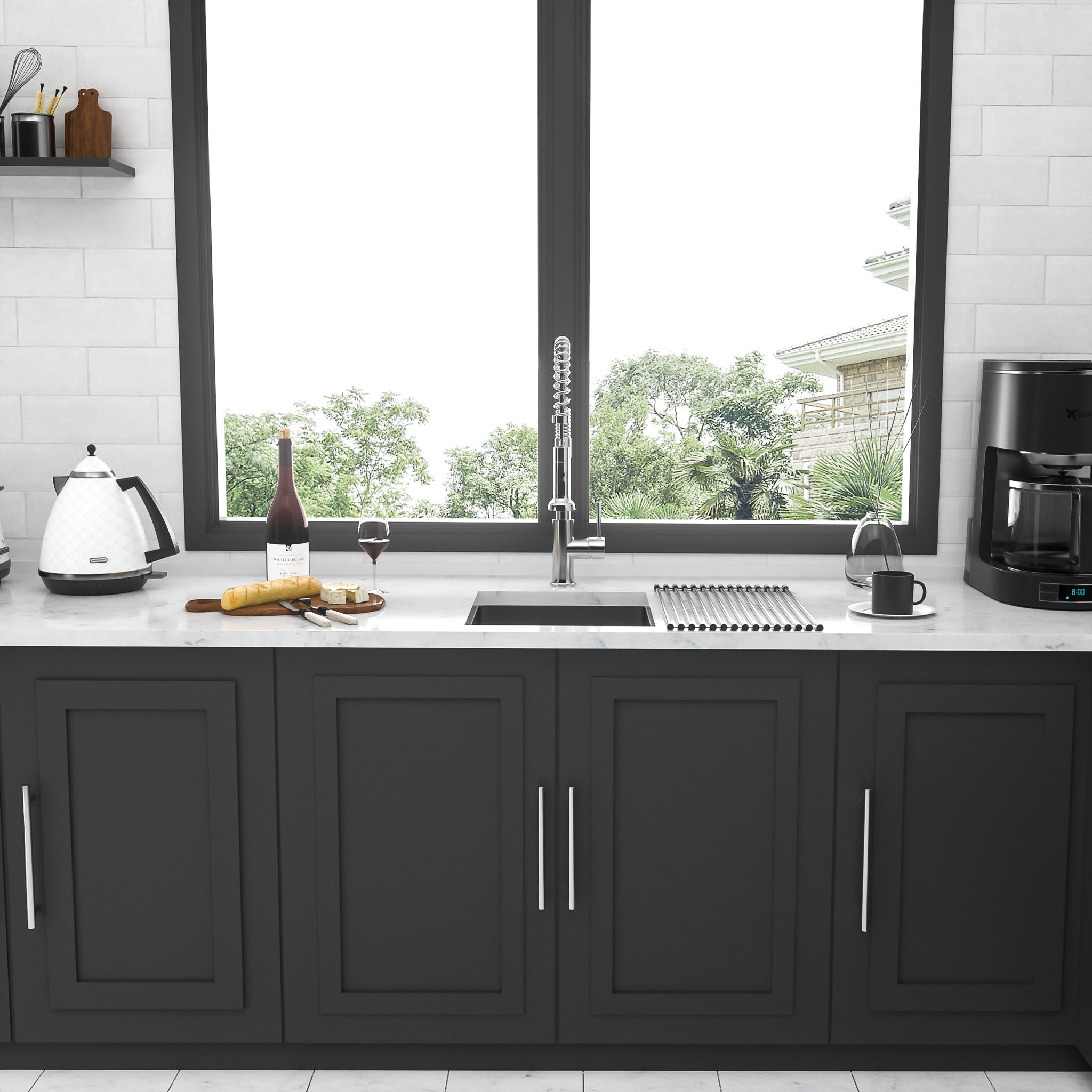 Modern Undermount Stainless Steel Kitchen Sink 16 Gauge, Deep Single Bowl