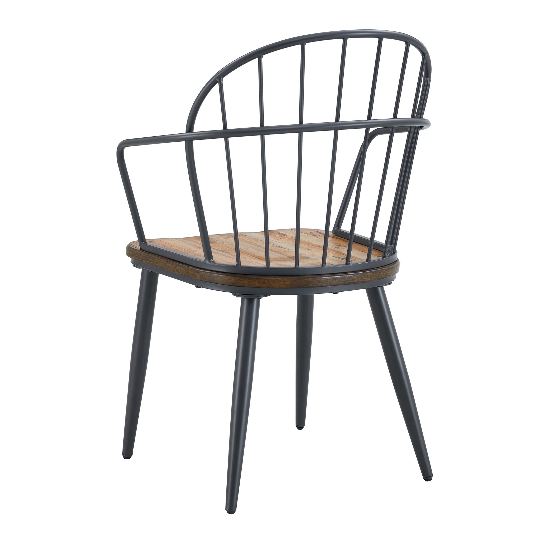 Industrial Inspired Indoor Dining Chair With Metal Legs And Birch (Set of 2) - Black / Natural