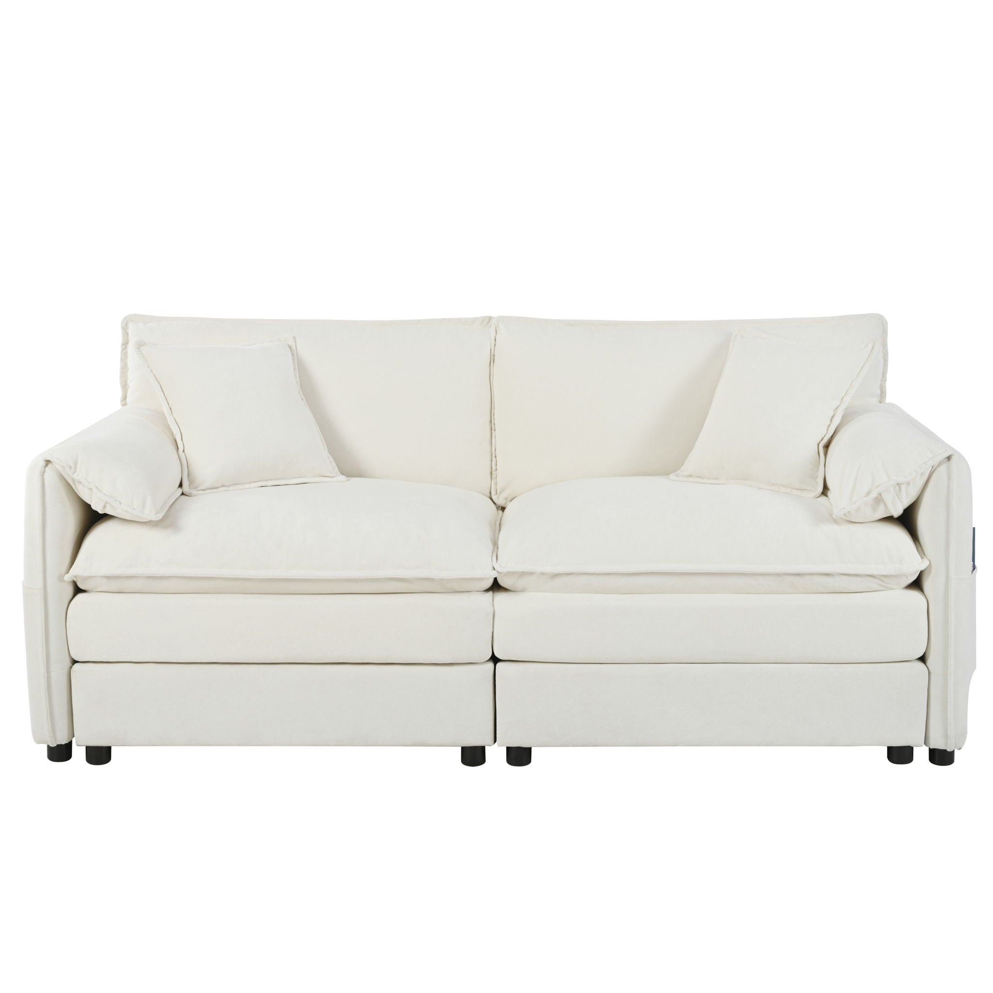 Modern Comfy Deep Seat Modular Sectional Sofa Cloud Couch With Ottoman