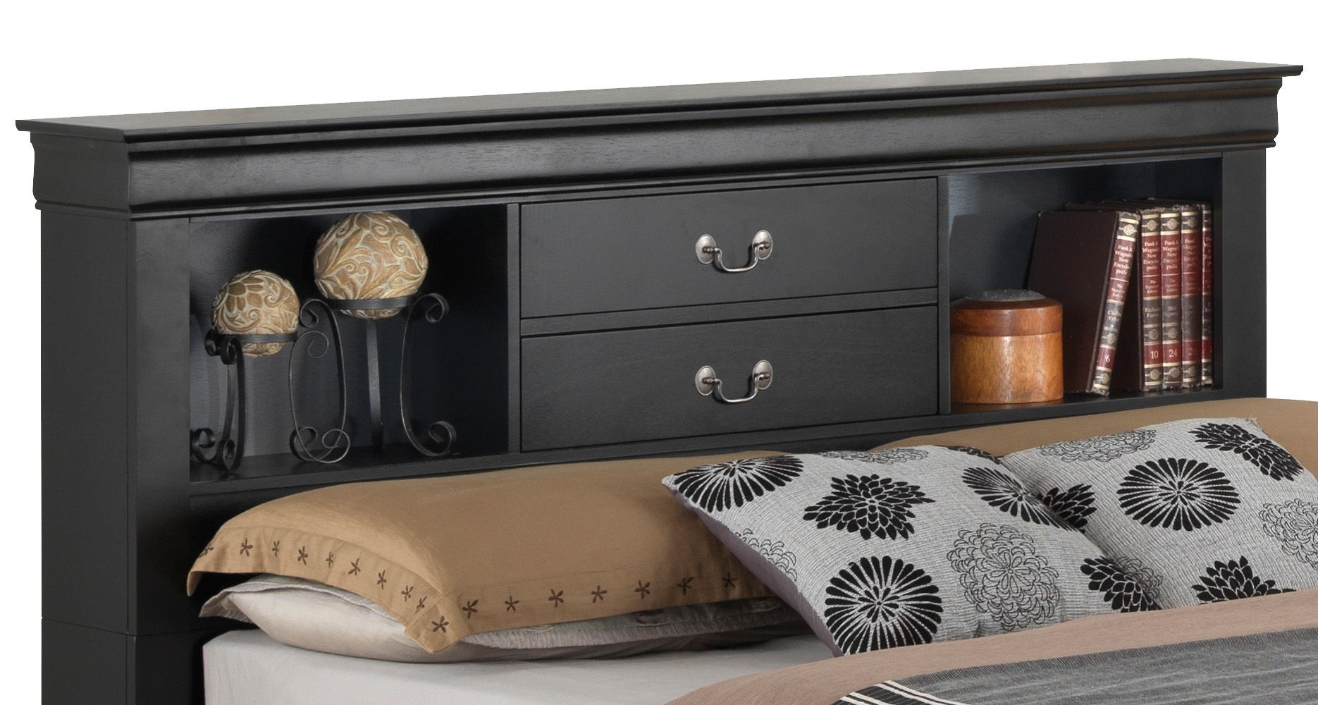 Traditional Style Bookcase Storage Bed