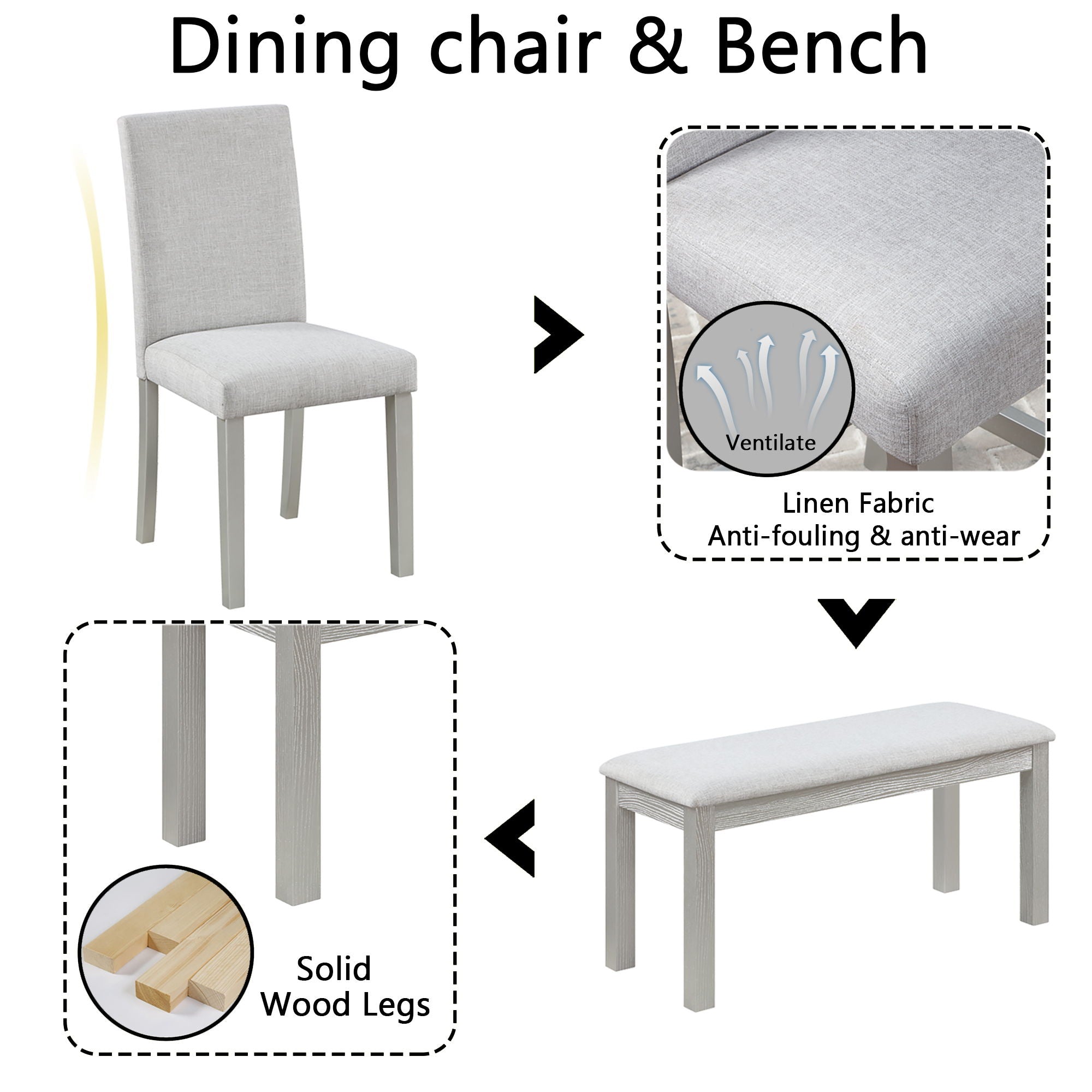 Dining Table Set With Crystal Decoration And Upholstered Chairs