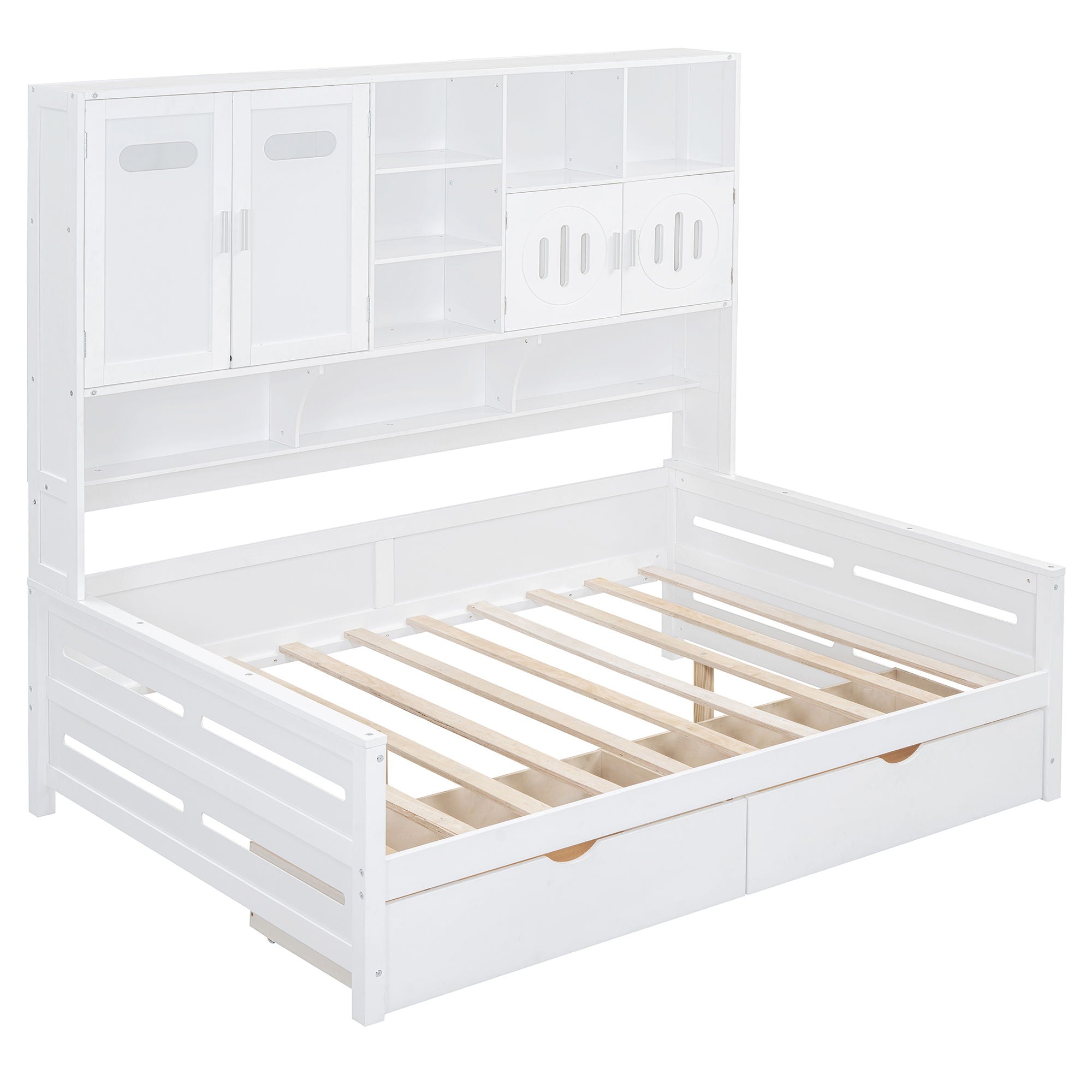 Daybed With All-In-One Cabinet And Shelf