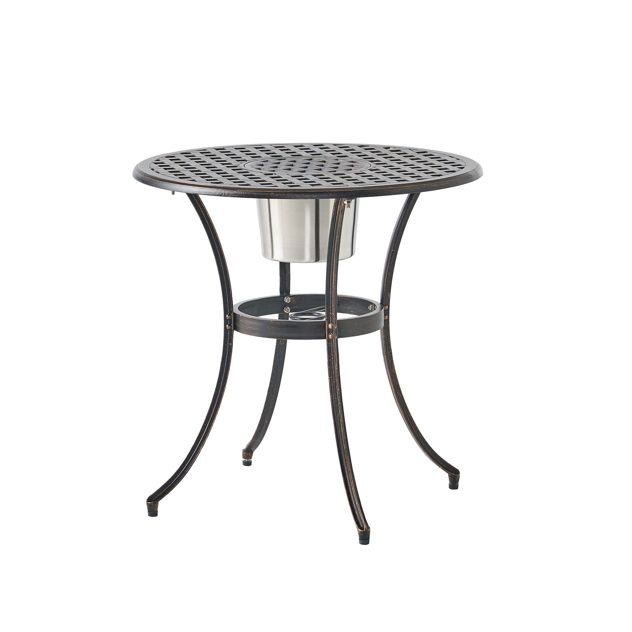 3 Piece Outdoor Aluminium Cast Bistro Set With Ice Bucket - Copper
