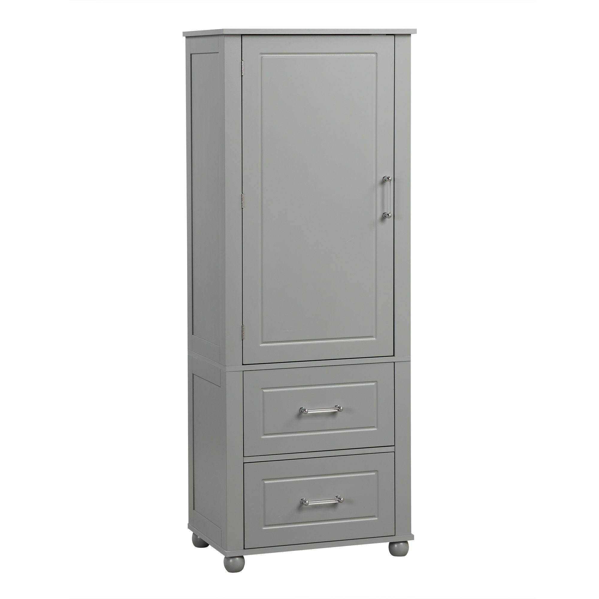 Tall Freestanding Bathroom Storage Cabinet With 2 Drawers And Adjustable Shelf