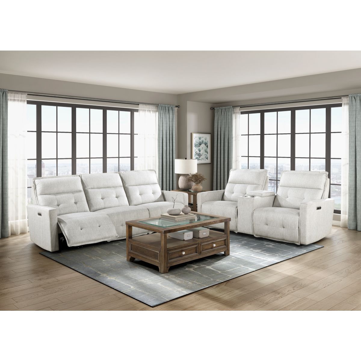 Salida - Power Double Reclining Loveseat With Center Console And Power Headrests - White