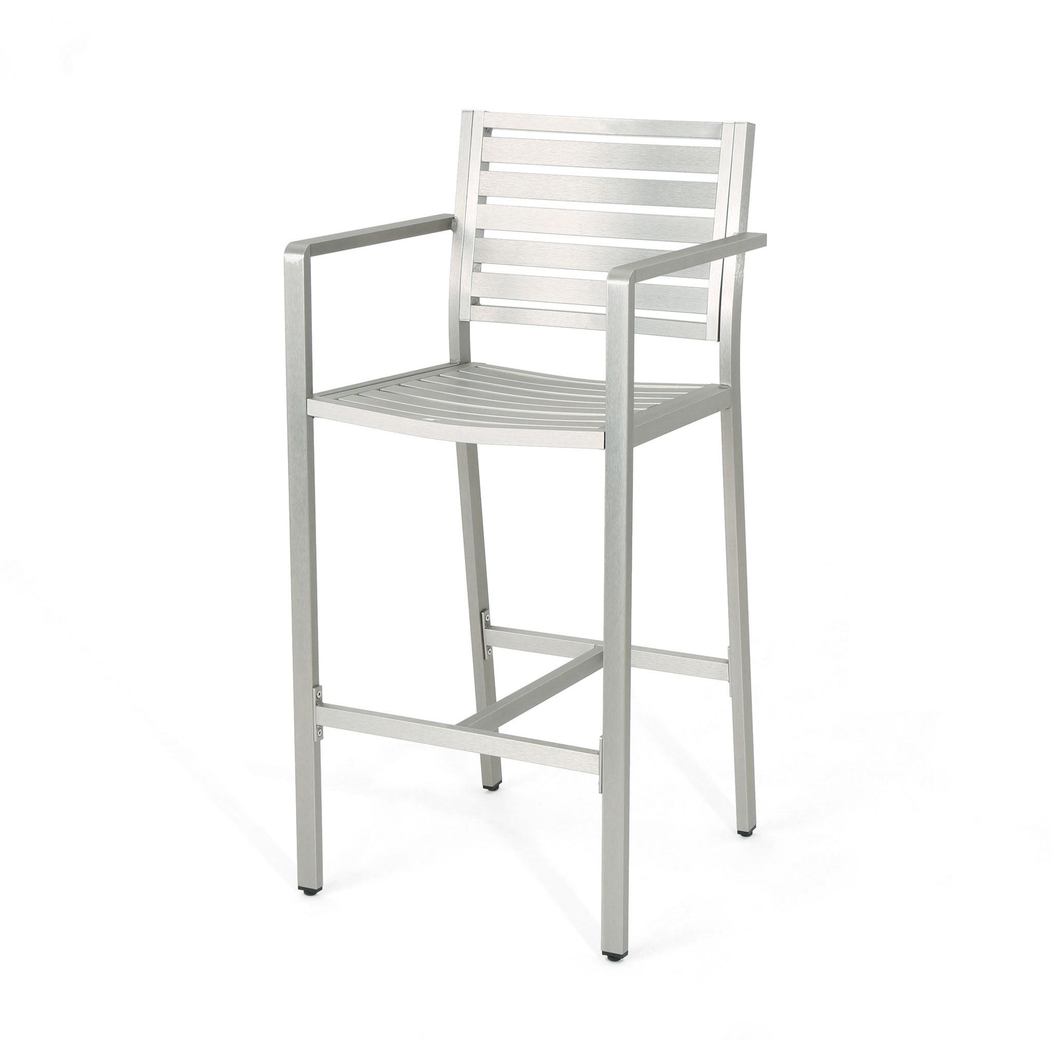 Outdoor Aluminum Rust Proof Barstools (Set of 2) - Silver