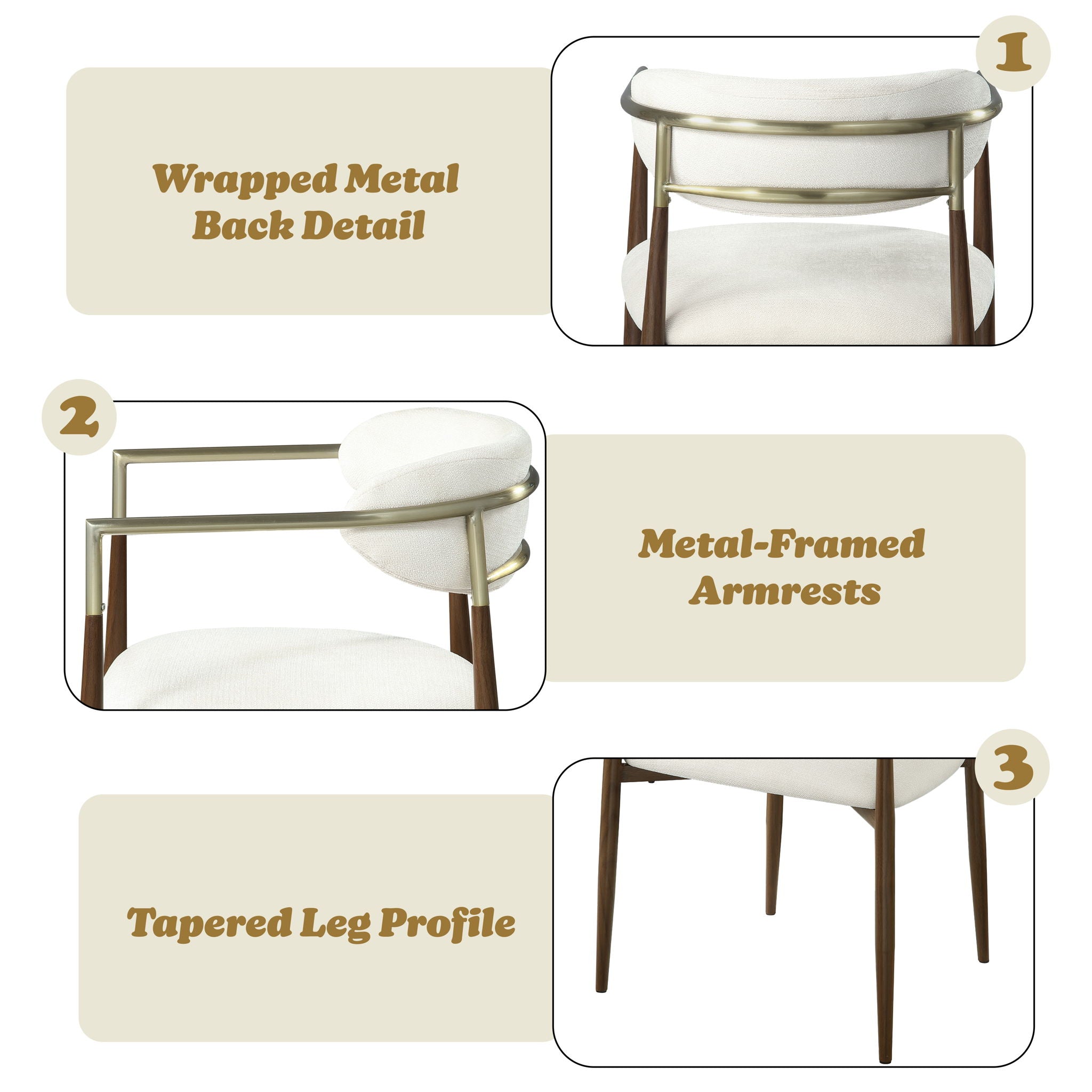 Clayten - Arm Chair (Set of 2) - Brown Oak / Off White