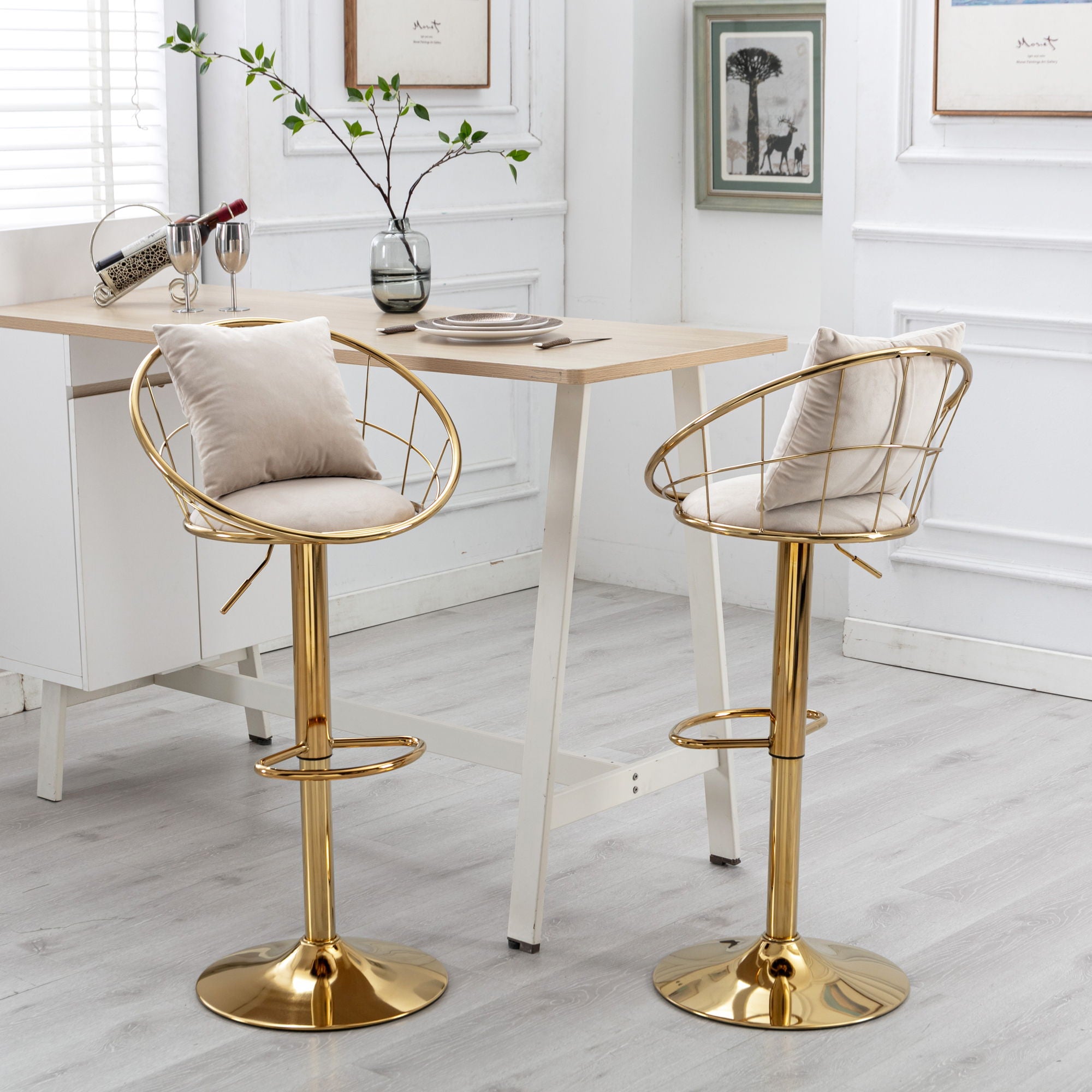 Unique Design Bar Chair, 360 Degree Rotation, Adjustable Height, Suitable For Dining Room And Bar