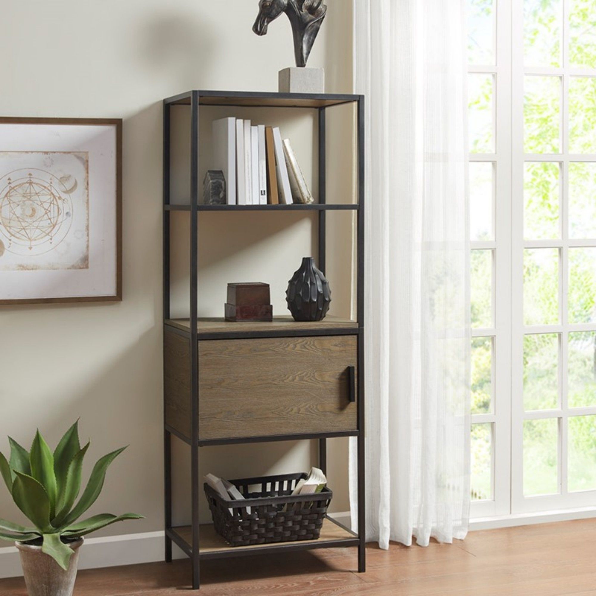 Darley - 3 Shelf Bookcase With Storage Cabinet - Gray