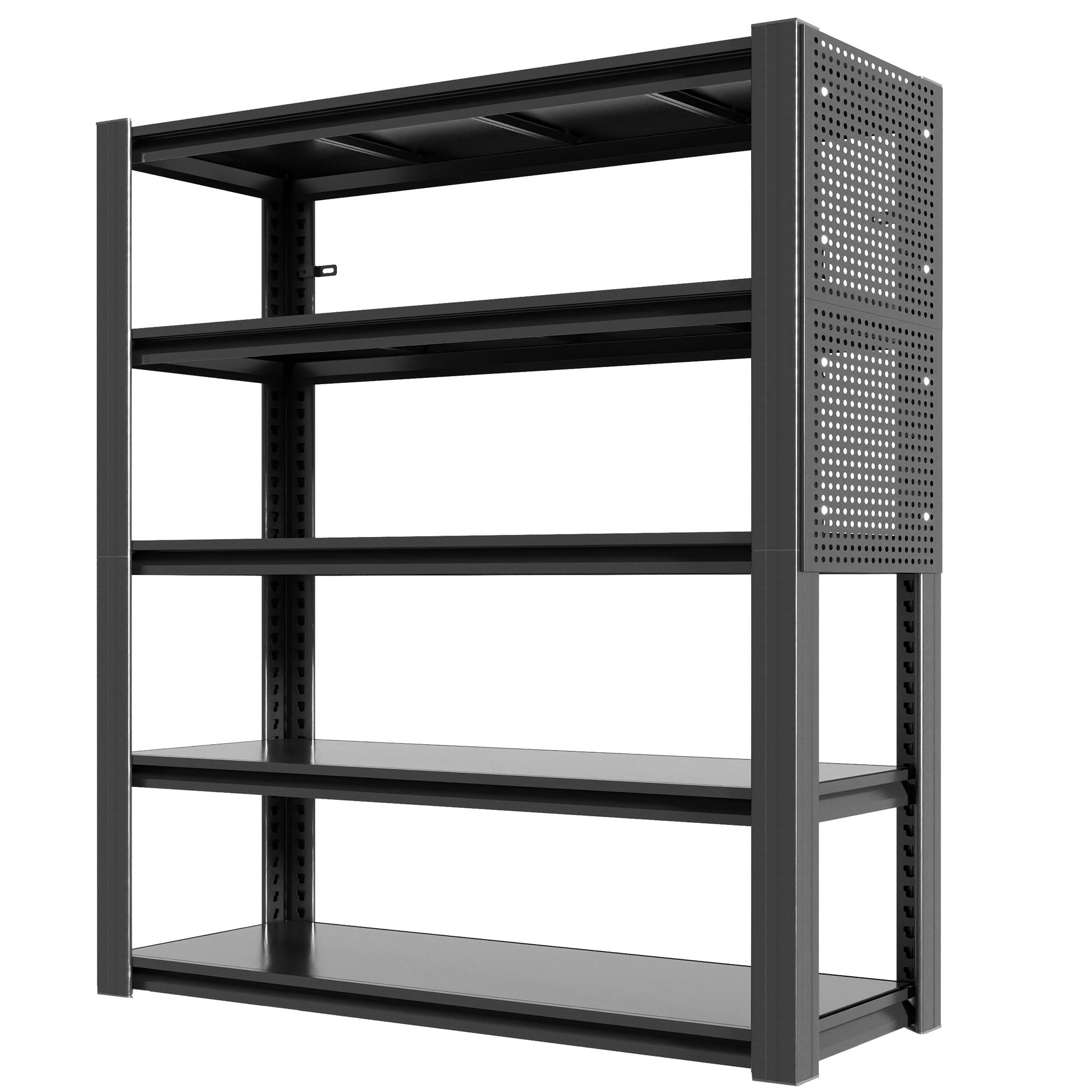 Industrial 5-Tier Adjustable Shelving Unit With Pegboard Heavy-Duty Storage
