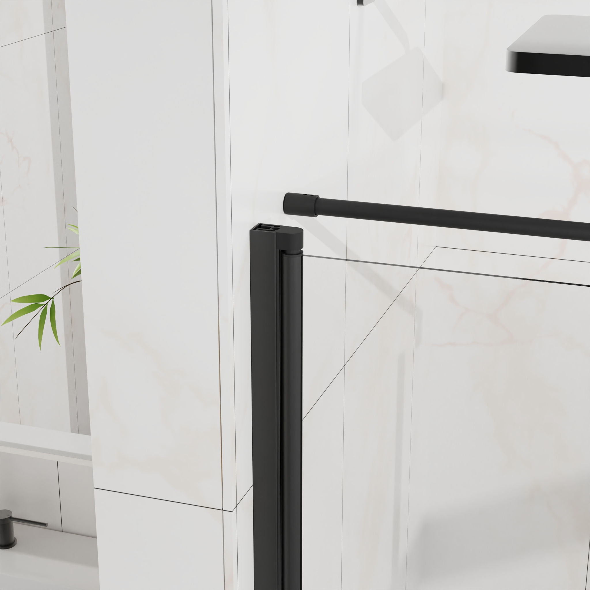 Goodyo - Frameless Corner Shower Door - Matte Black