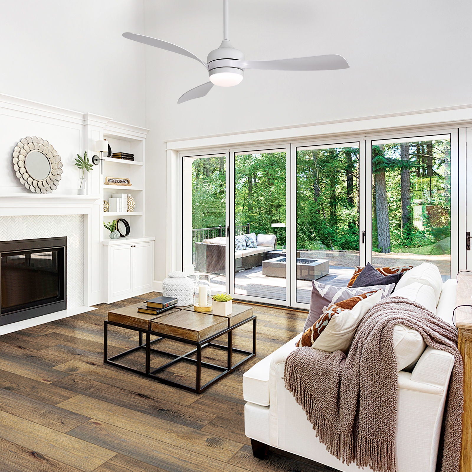 Ceiling Fan With 3 Blades, Remote Control, Reversible DC Motor, Noiseless Operation, 3 Downrods