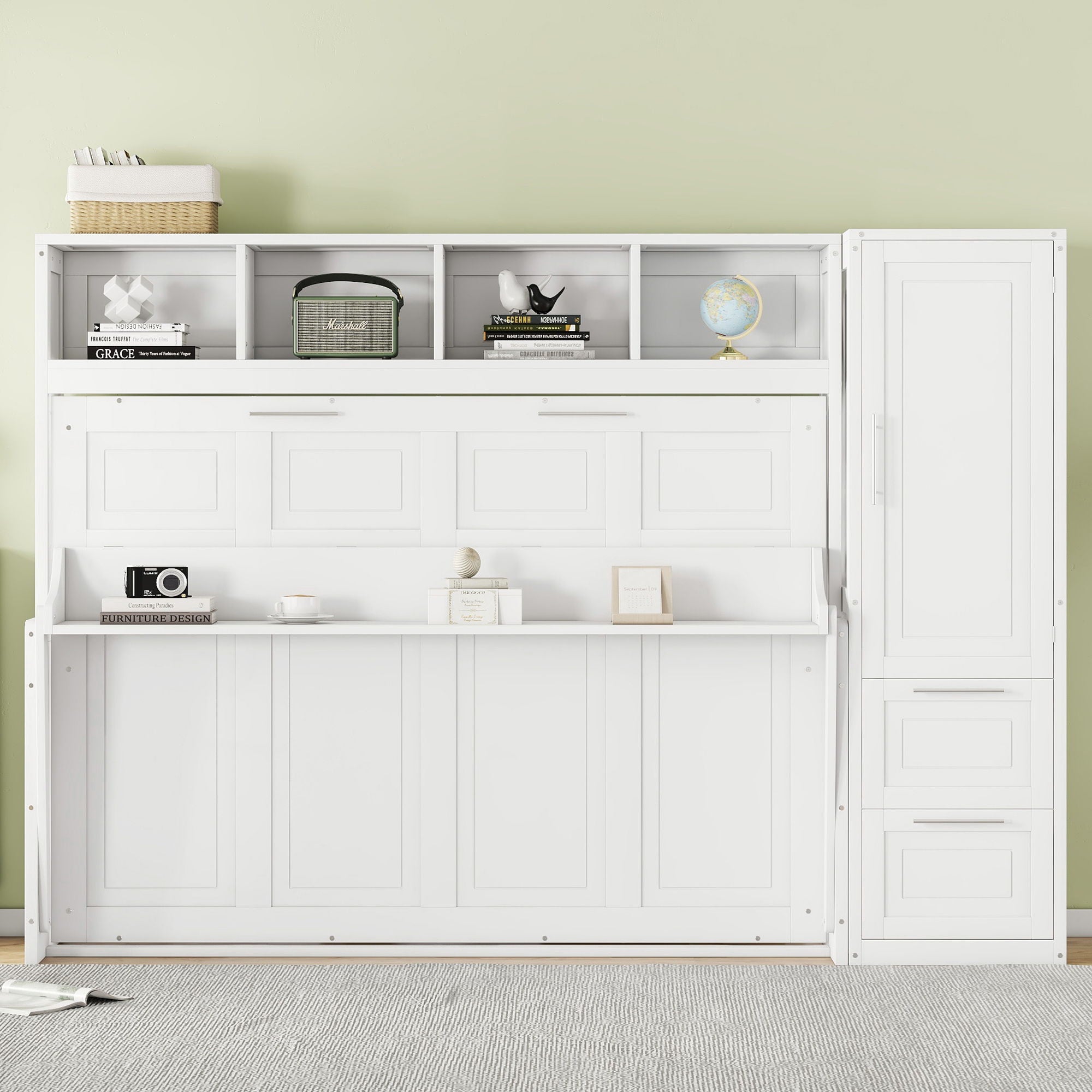 Space Saving Murphy Wall Bed With Closet And Drawers